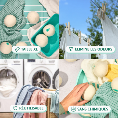 Balles de séchage en laine - Natulim FR
