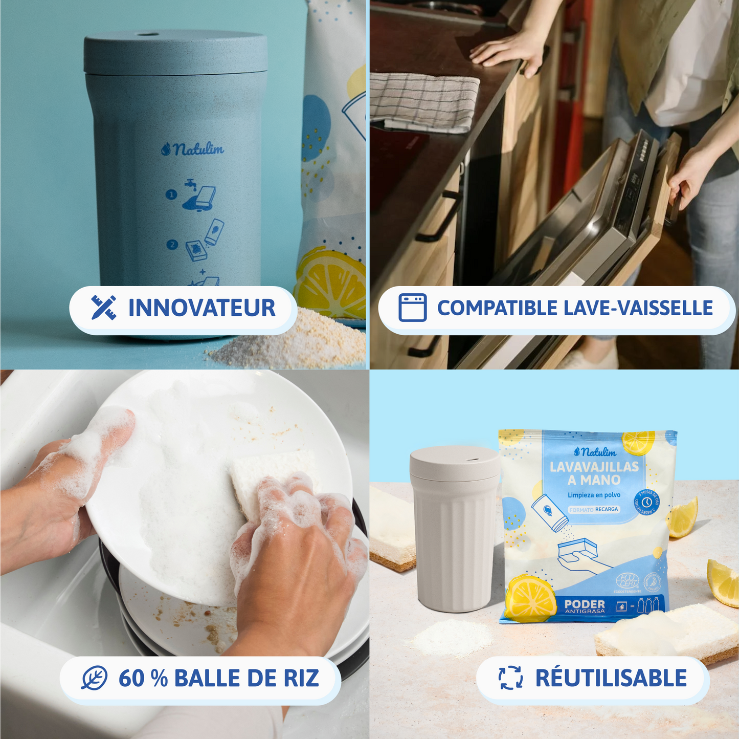 Pot Réutilisable - Pour produit lave-vaisselle à la main - Natulim FR