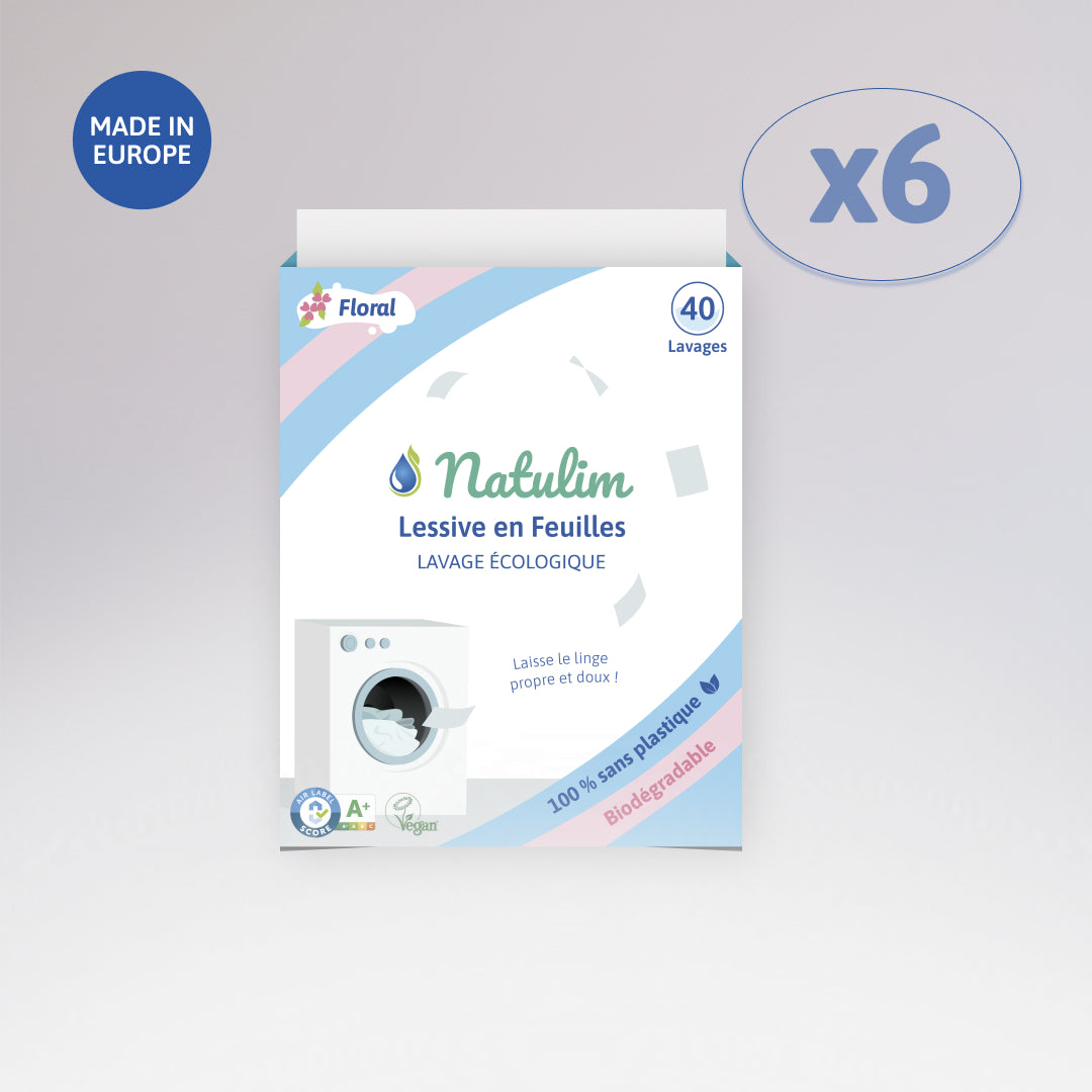 Pack 6 mois - 6x Boîtes Éco-Feuilles de Lessive (-20%) - Natulim FR