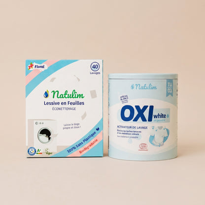 Pack Lessive + Oxi White Natulim — feuilles de lessive et Oxi White en poudre
